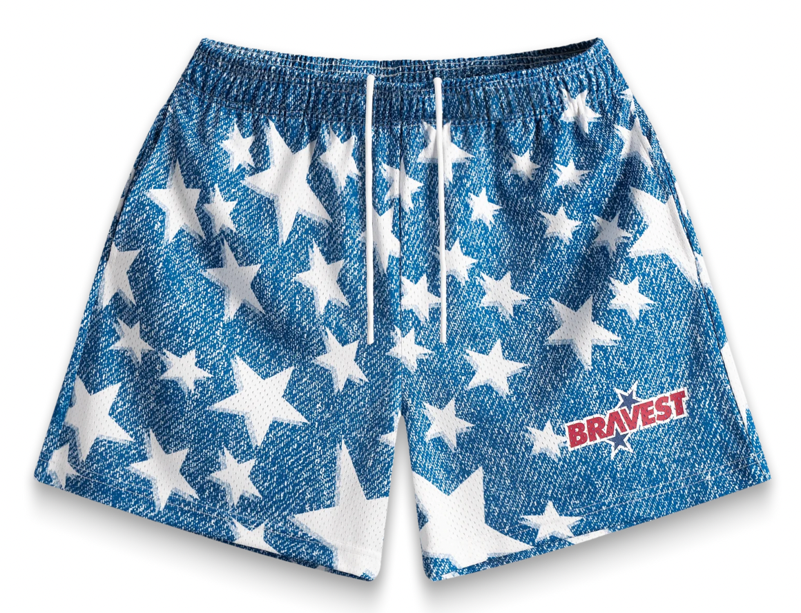 BRAVEST STUDIOS DENIM STAR SHORTS