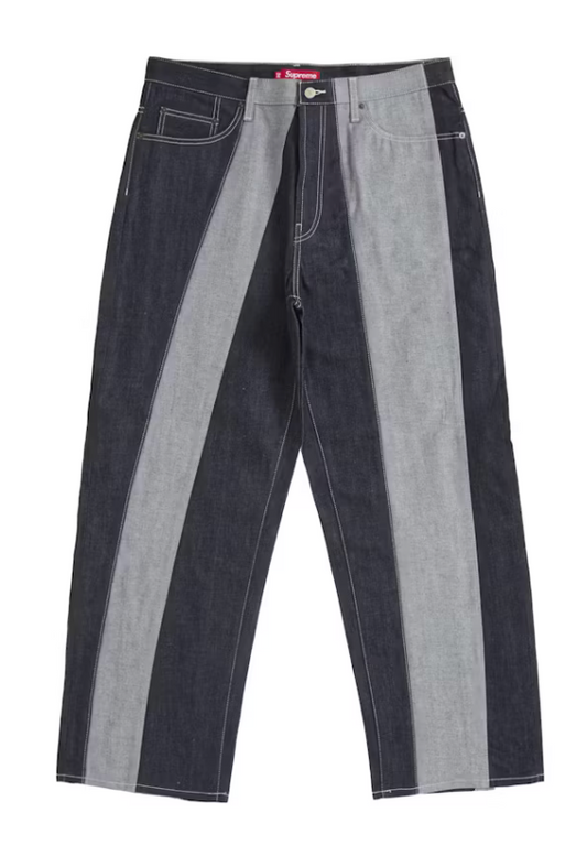 SUPREME PANELED STRIPE BAGGY JEAN