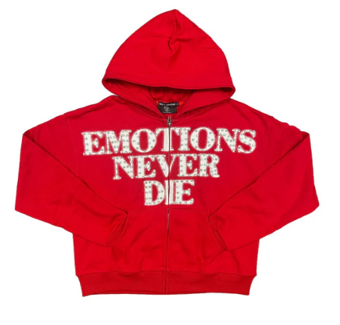MIXED EMOTIONS "EMOTIONS NEVER DIE" RHINESTONE ZIP