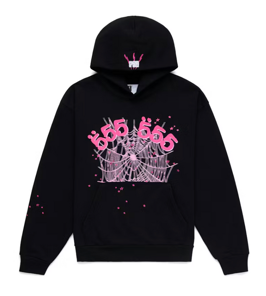 SP5DER BLACK ANGEL NUMBER HOODIE