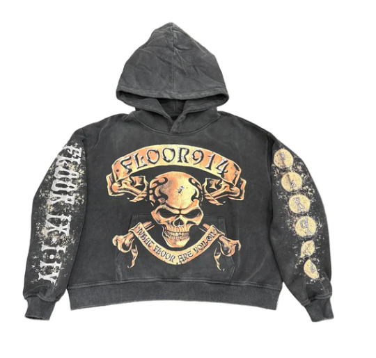 FLOOR 914 HOODIE ORAGNE SKULL