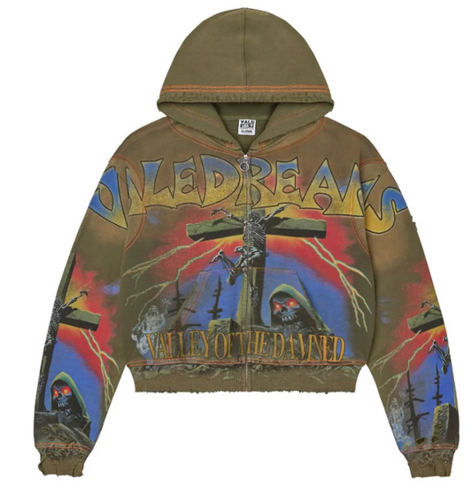 VALE DAMNED BIG ZIP UP (OLIVE)