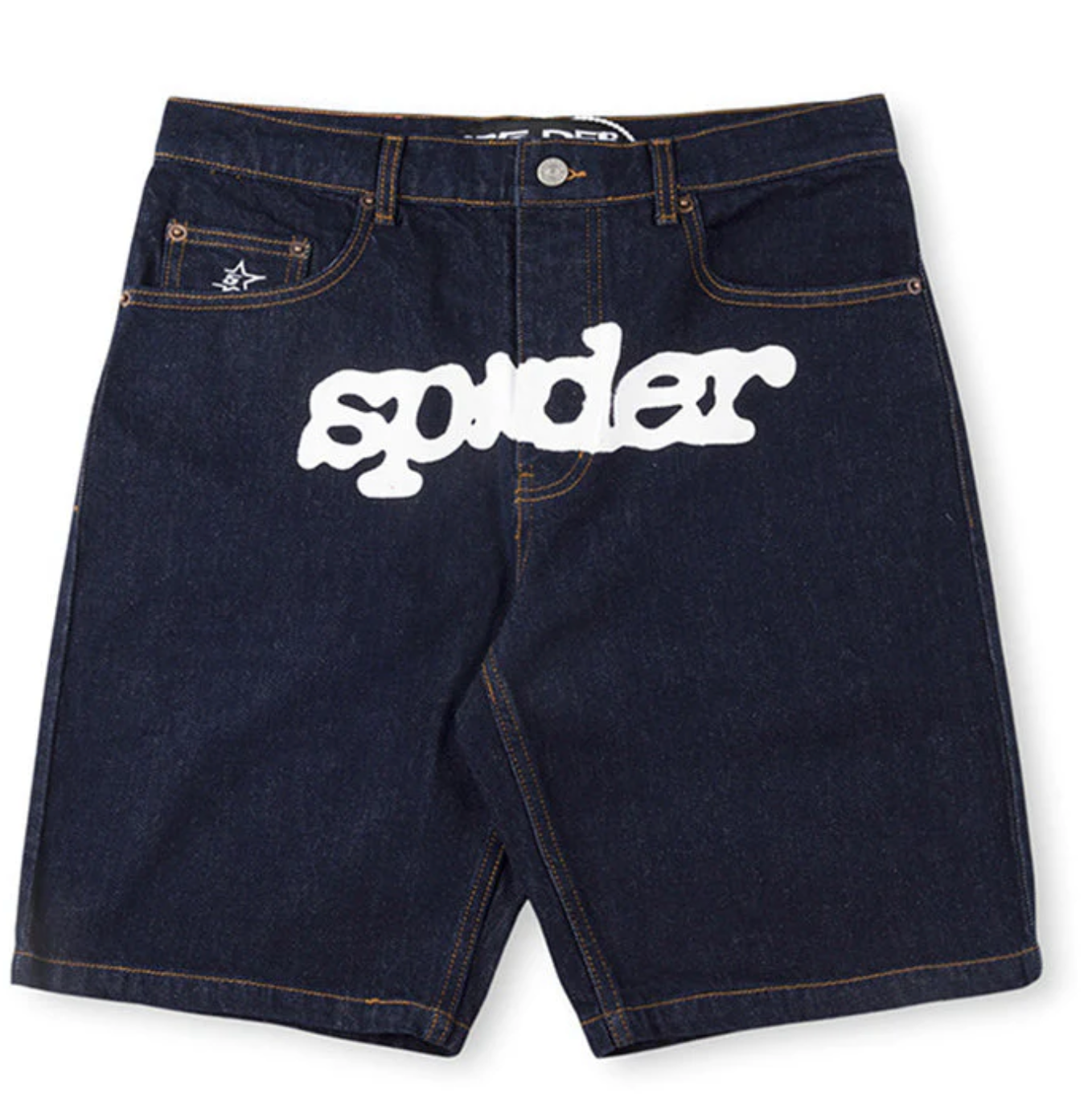 SP5DER INDIGO V3 LOGO DENIM SHORTS