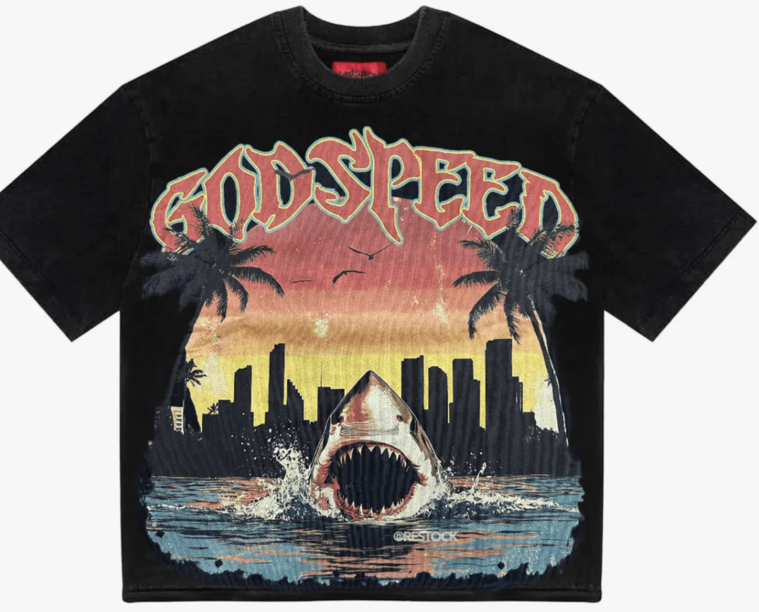 GODSPEED MIAMI SHARK TEE BLACK MIAMI EXCLUSIVE