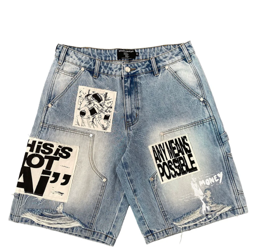 Mixed Emotions 'AI' Blue Jean Shorts