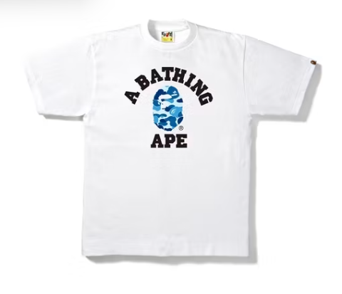BAPE TEE 'ABC CAMO COLLEGE WHITE/BLUE'