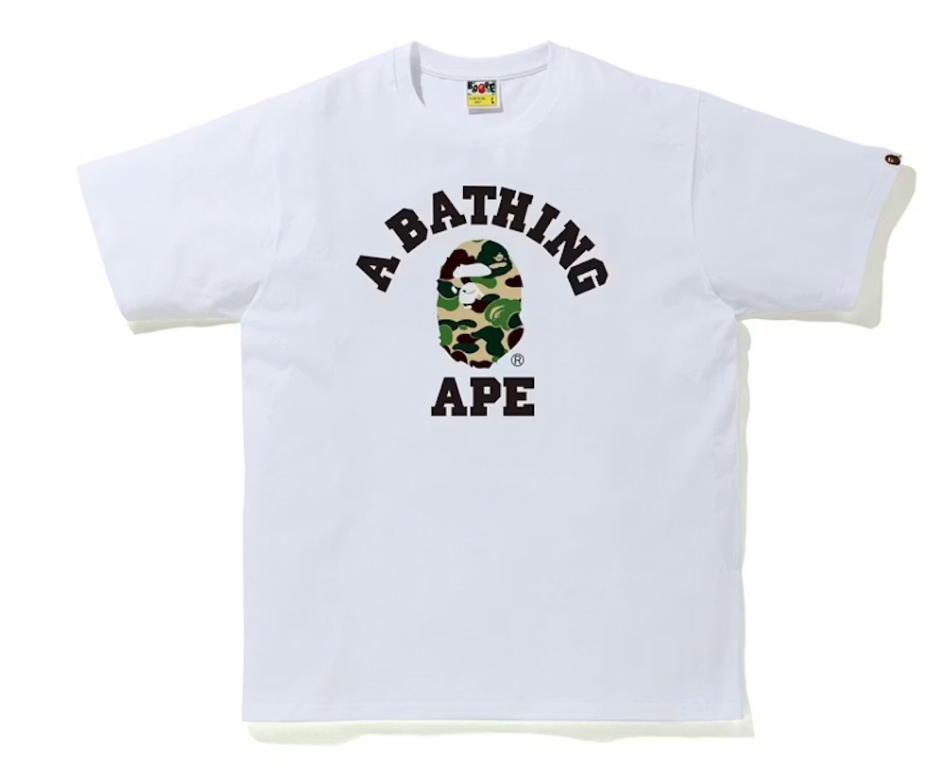 BAPE TEE CAMO COLLEGE TEE 'WHITE/GREEN'