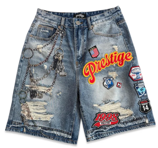 PRESTIGE “VARSITY” BLUE WASH SHORTS