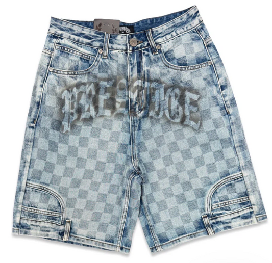 PRESTIGE “CHECKERBOARD” BLUE WASH JORTS