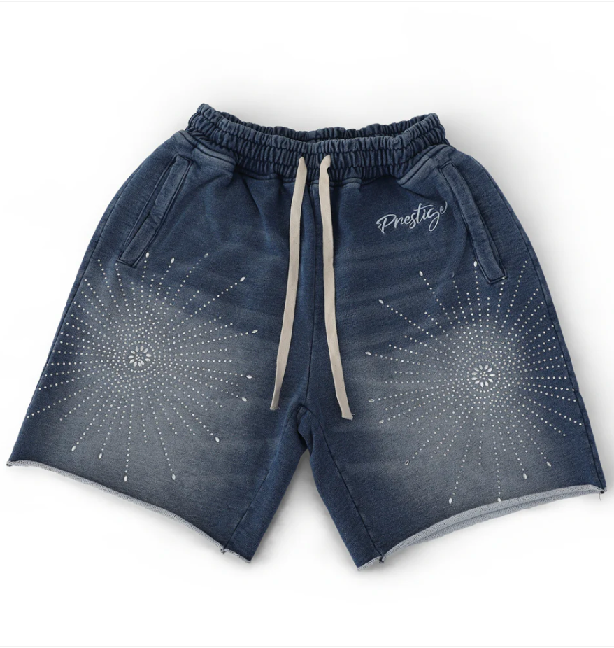 PRESTIGE "STAR RHINESTONE" BLUE SHORTS