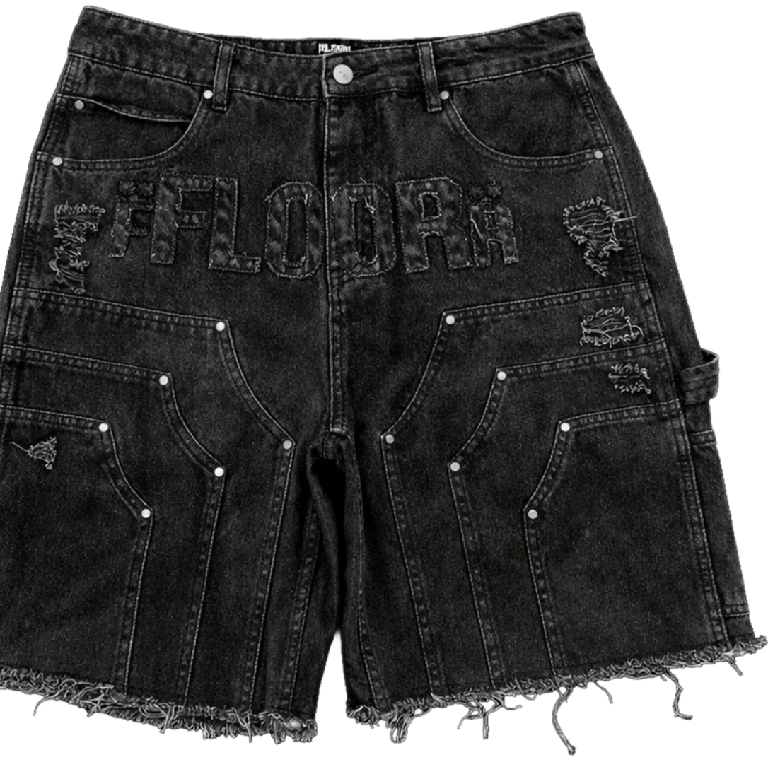FLOOR 914 'WORKMAN' JEAN SHORTS 'BLACK