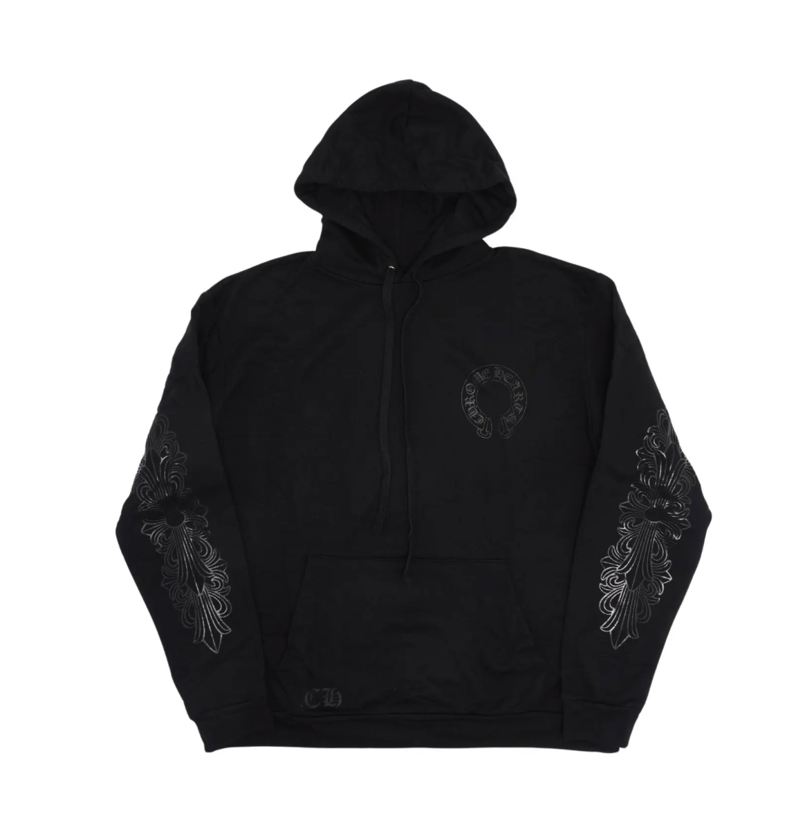 CHROME HEARTS FLORAL HORSESHOE HOODIE 'BLACK'