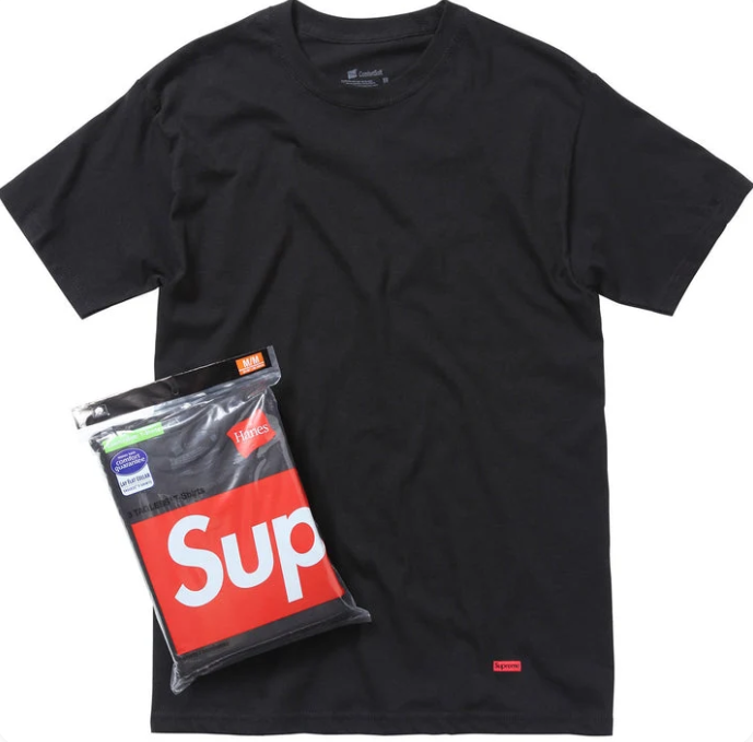 SUPREME HANES TAGLESS TEES (3 PACK) BLACK