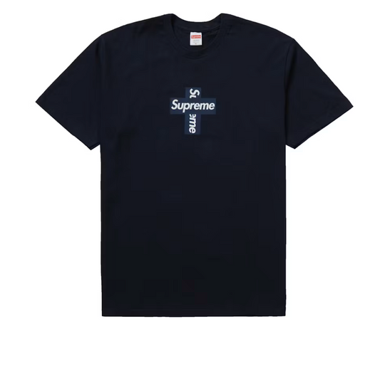SUPREME CROSS BOX LOGO TEE (NAVY)