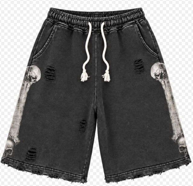 FLOOR 914 BONE SWEAT SHORTS (BLACK)