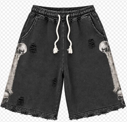 FLOOR 914 BONE SWEAT SHORTS (BLACK)