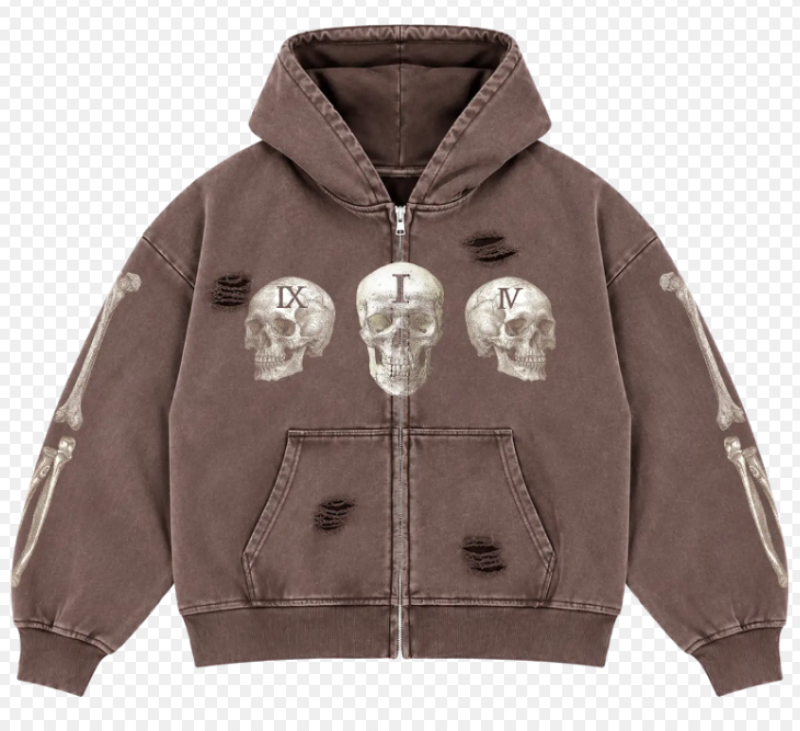 FLOOR 914 SKULL BONE ZIP-UP (BROWN)