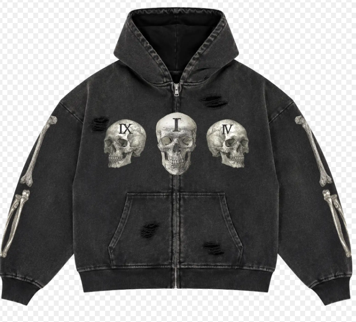 FLOOR 914 SKULL BONE ZIP-UP (BLACK)