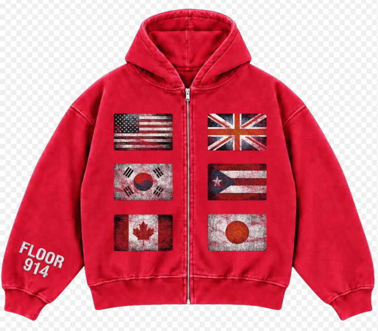 FLOOR 914 WORLDWIDE FLAG ZIP-UP (RED)