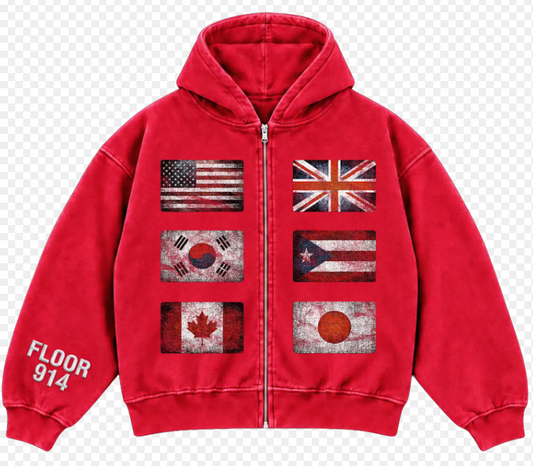 FLOOR 914 WORLDWIDE FLAG ZIP-UP (RED)