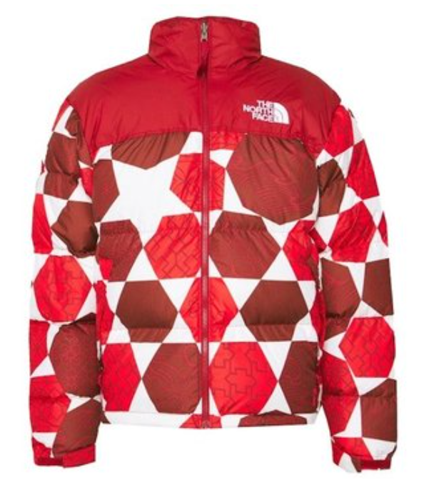 NORTH FACE 1996 NUTSE IC GEO PRINT JACKET FIERY RED