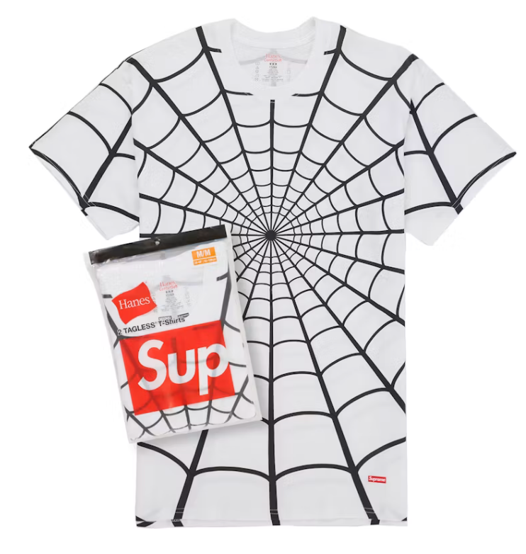 SUPREME HANES SPIDER-MAN TAGLESS TEES (2 PACK) WHITE