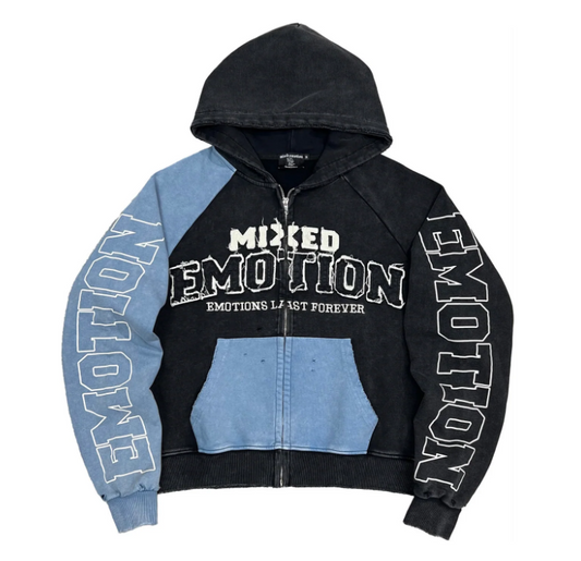 MIXED EMOTIONS "SPLIT DECISION" BLUE HOODIE