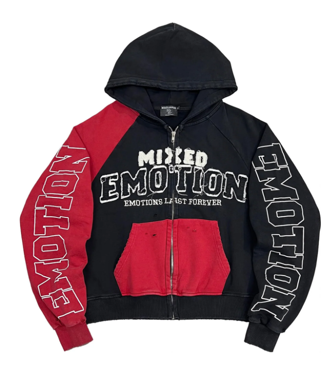 MIXED EMOTIONS "SPLIT DECISION" RED HOODIE