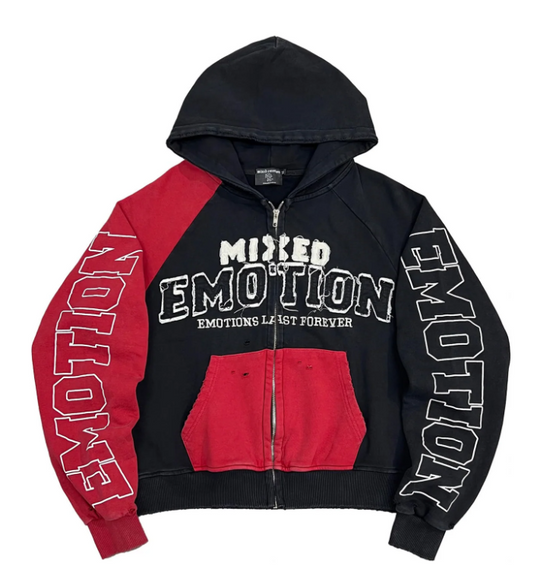 MIXED EMOTIONS "SPLIT DECISION" RED HOODIE