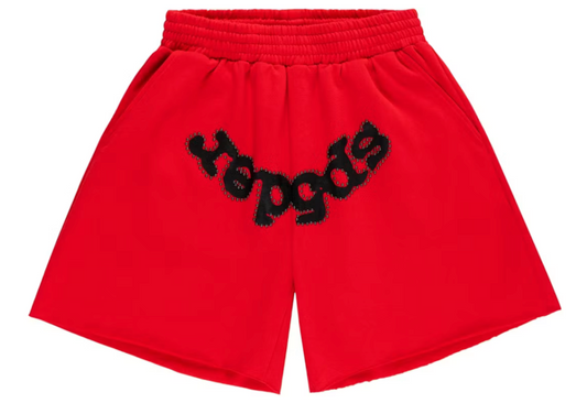 SP5DER OG STUDDED SHORTS 'RED'