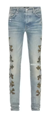 AMIRI CAMO BONES DENIM JEAN CLAY INDIGO