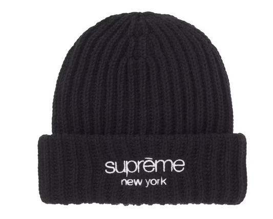 SUPREME CHUNKY RIB CLASSIC LOGO BEANIE BLACK