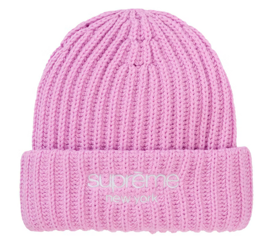 SUPREME CHUNKY RIB CLASSIC LOGO BEANIE PINK