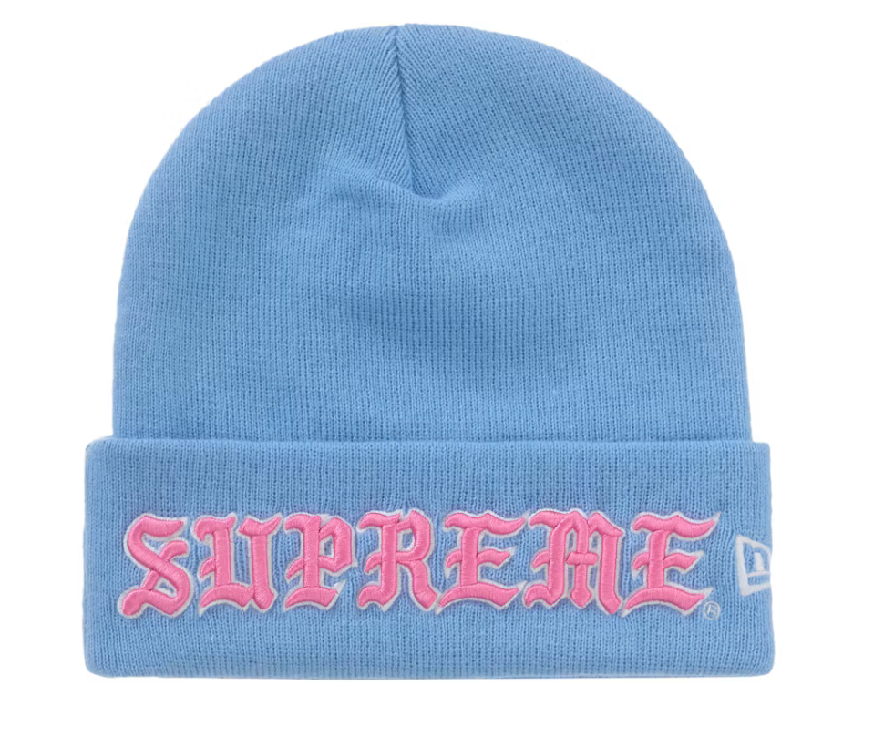 SUPREME NEW ERA OLD ENGLISH BEANIE BLUE