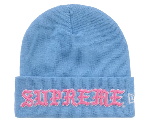 SUPREME NEW ERA OLD ENGLISH BEANIE BLUE