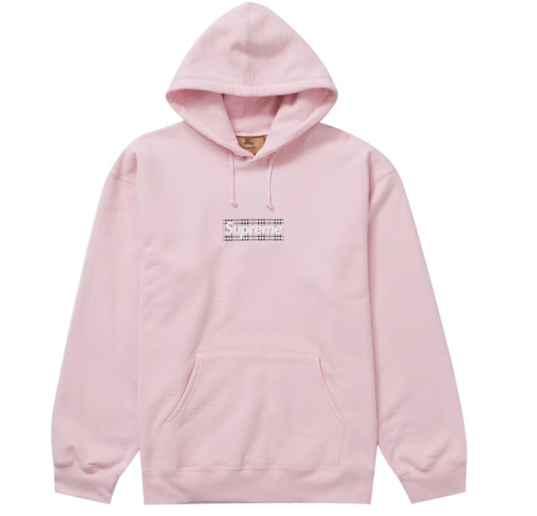 SUPREME BURBERRY BOX LOGO HOODED SWEATSHIRT LIGHT PINK
