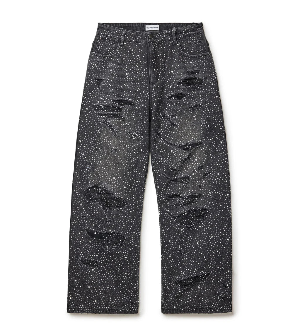 VALE FOREVER RAIN RHINESTONE DENIM JEANS BLACK