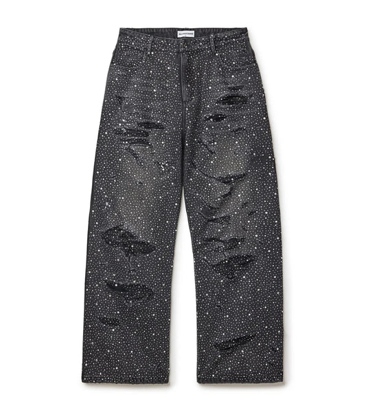 VALE FOREVER RAIN RHINESTONE DENIM JEANS BLACK