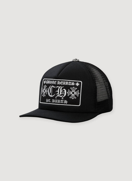 CHROME HEARTS BLACK ST BARTH TRUCKER HAT