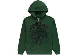 SP5DER GREEN STUDDED OG WEBZIP HOODIE