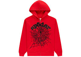 SP5DER RED STUDDED OG WEB ZIP HOODIE