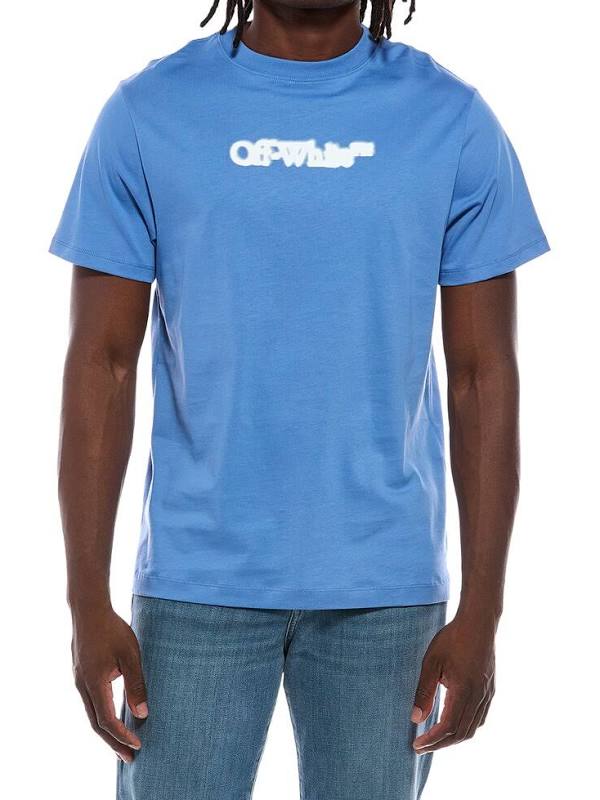 OFF-WHITE SLIM FIT SPRAY ARROW S/S TEE BLUE (INK STAIN)