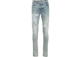 AMIRI STAGGERED LOGO JEAN CLAY INDIGO