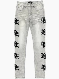 MIXED EMOTIONS MONOGRAM GREY DENIM
