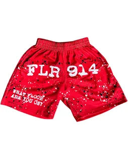 FLOOR 914 MESH SHORTS RED PAINT
